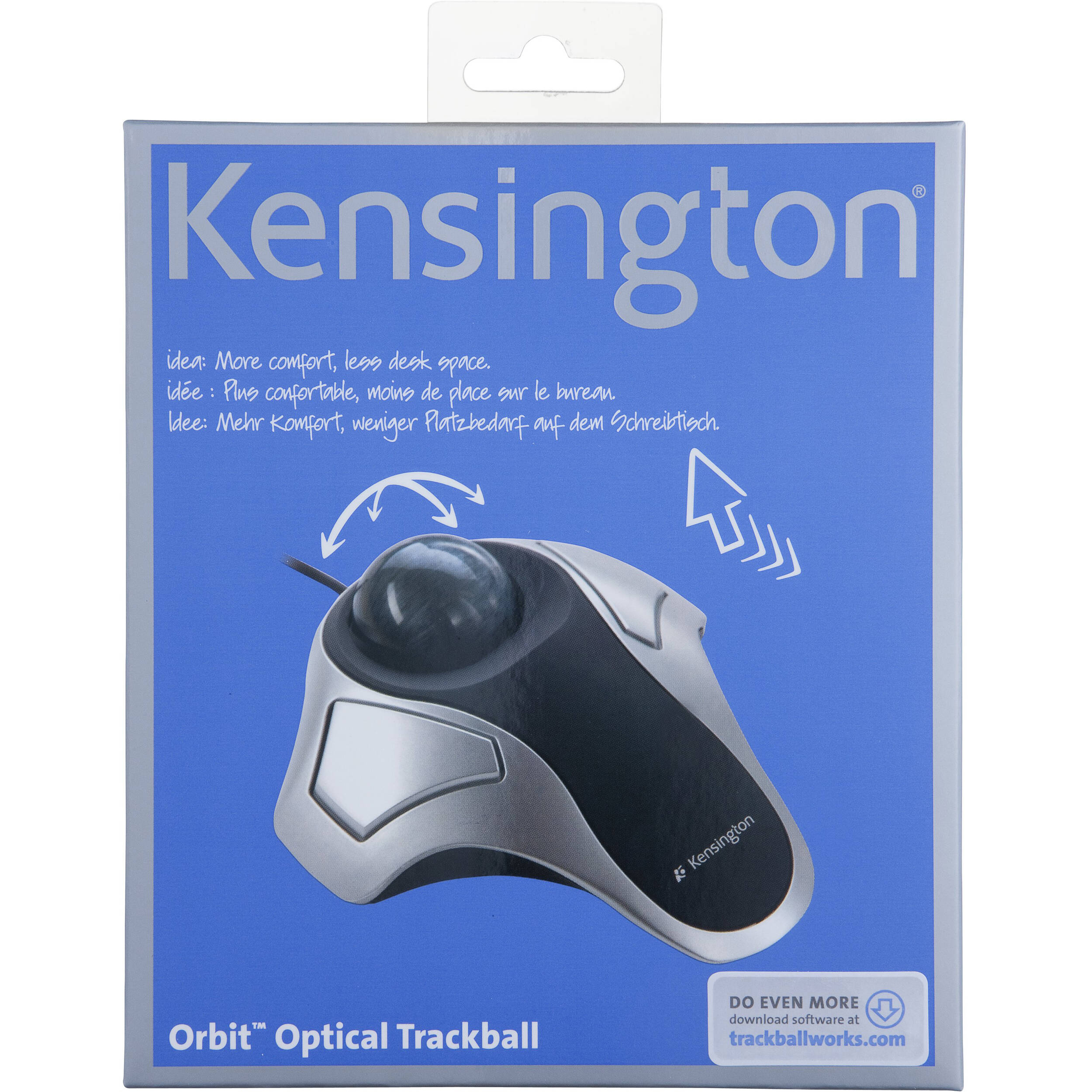 Kensington Orbit Optical Trackball ambidextrous two-button black desktop view — view 11