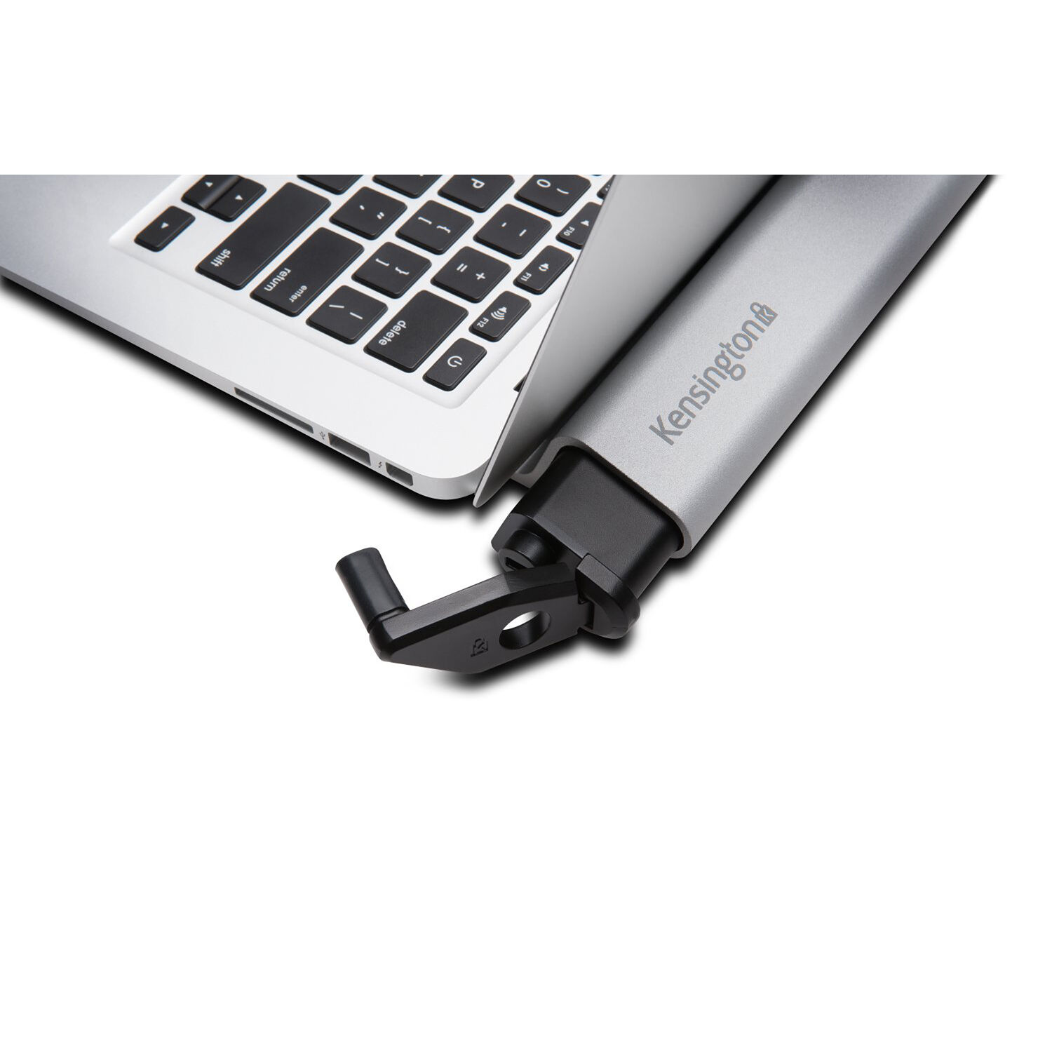 Kensington Laptop Locking Station 2.0 with keyed lock for ultra-thin laptops, silver brushed aluminum finish — view 4