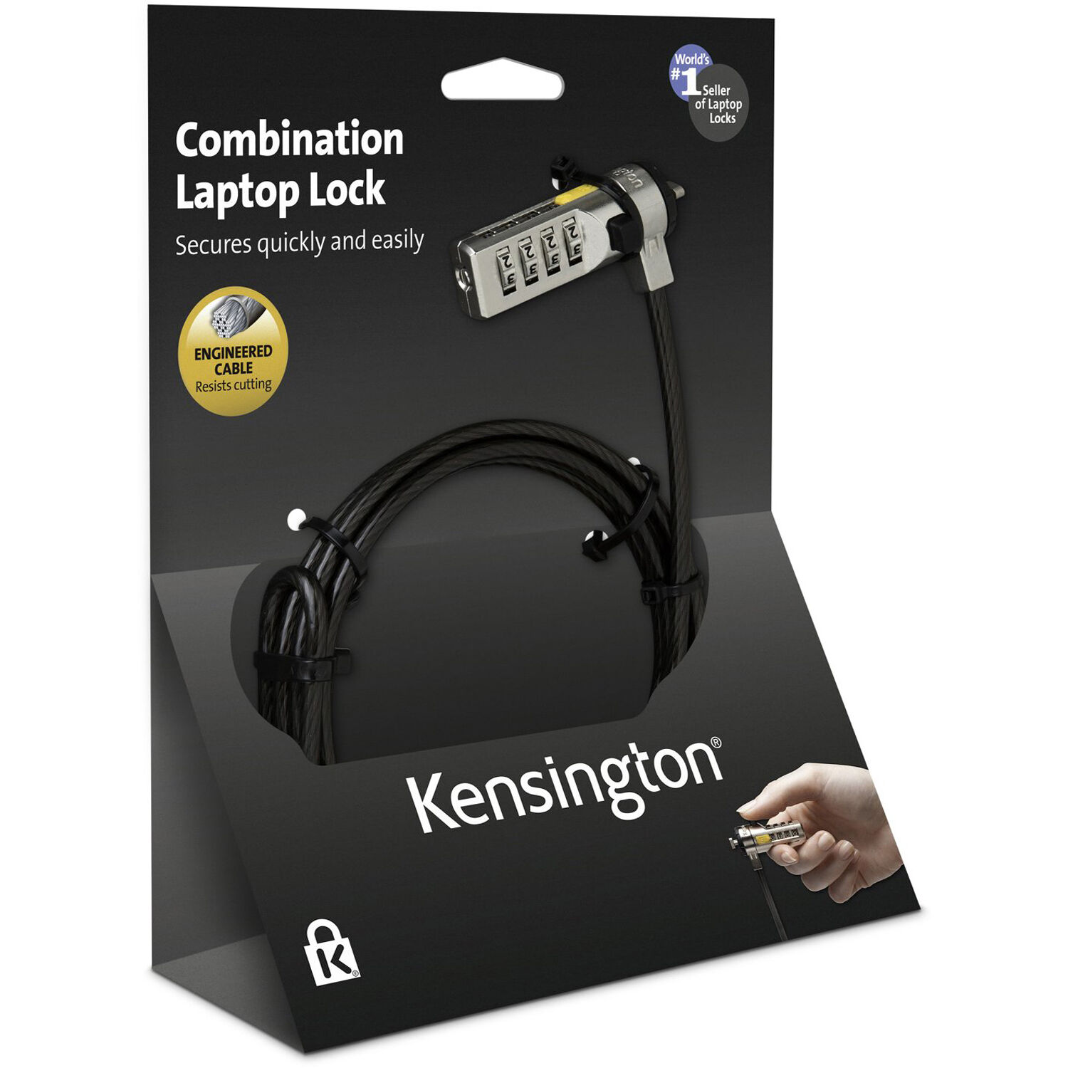 Kensington serialized combination laptop lock with T-bar connector for compatible devices — view 8