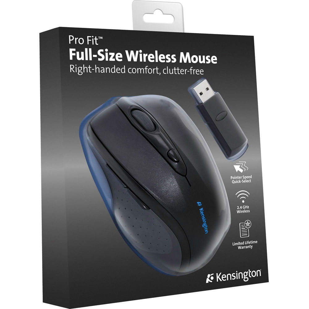 Kensington Pro Fit full-size wireless mouse with USB and PS/2 connectivity, retail packaging — view 4