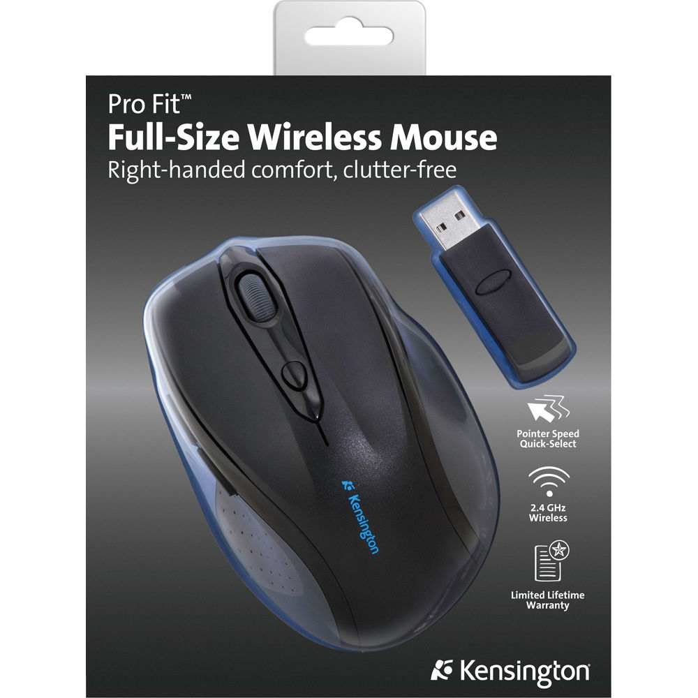 Kensington Pro Fit full-size wireless mouse with USB and PS/2 connectivity, retail packaging — view 5