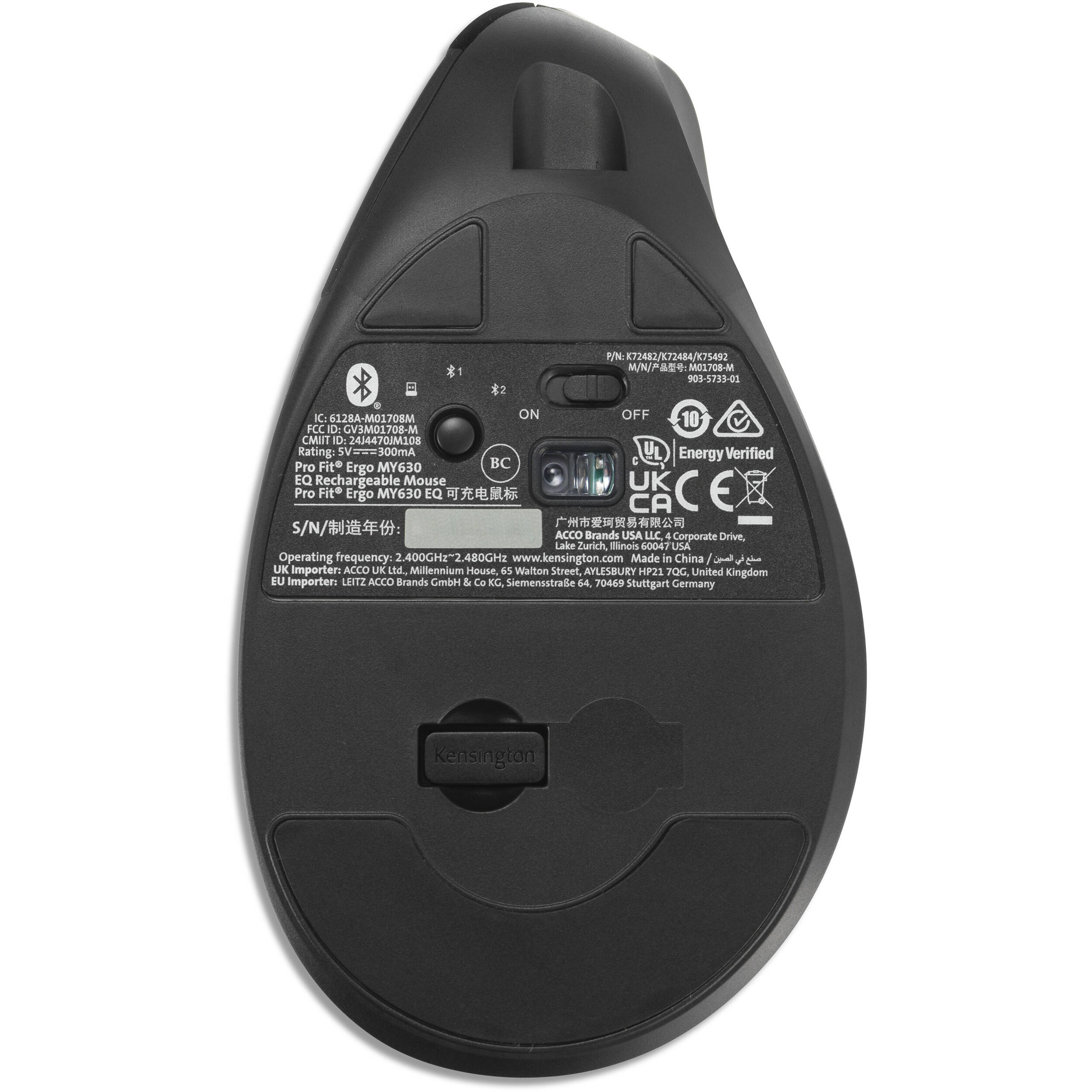 Kensington Pro Fit Ergo MY630 EQ rechargeable vertical ergonomic mouse with wireless connectivity — view 6