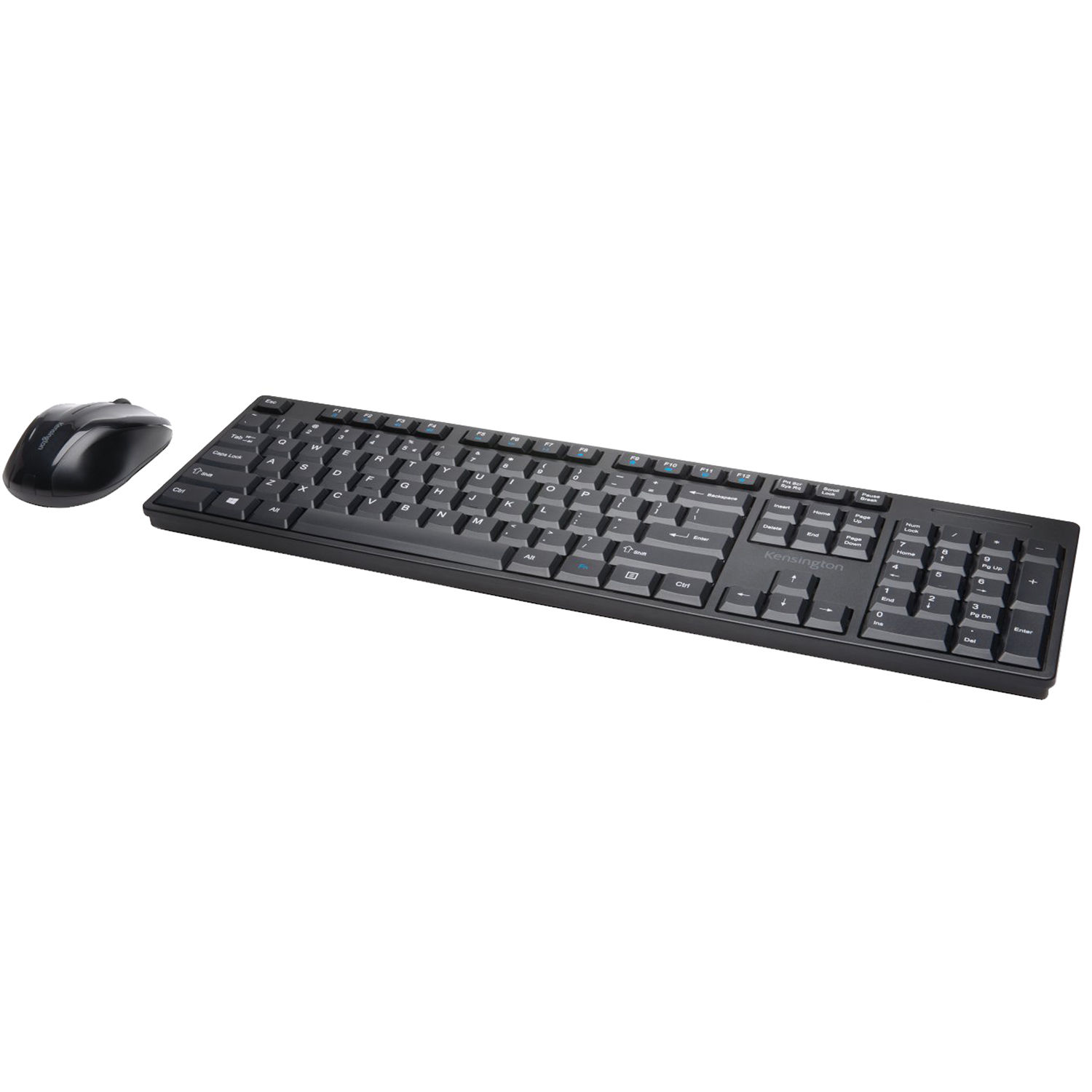 Kensington Low Profile Wireless Desktop Set with full-size keyboard, ambidextrous mouse, and USB receiver — view 3