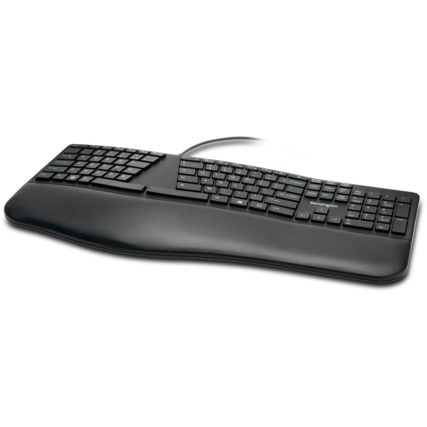 Kensington Pro Fit Ergo Wired Keyboard with split ergonomic layout and wrist rest — view 3