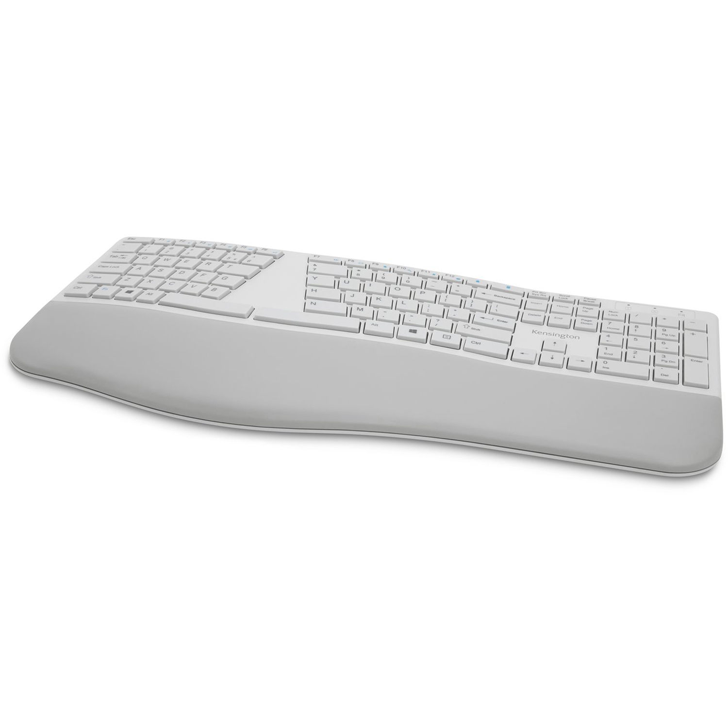 Kensington Pro Fit Ergo Wireless Keyboard in gray with split ergonomic layout and wrist rest — view 3