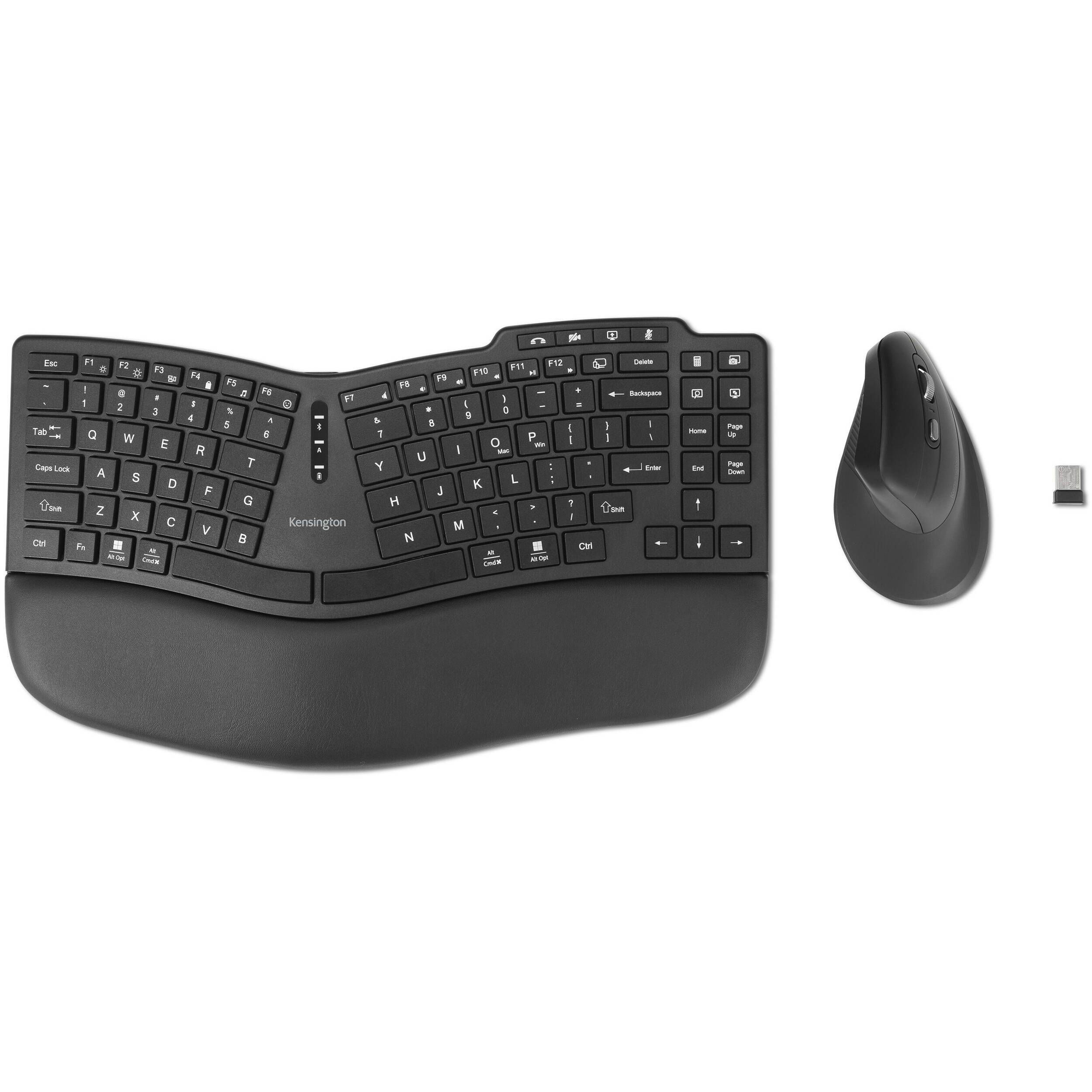 Kensington KM675 wireless ergonomic keyboard and mouse combo set for comfortable office productivity — view 2