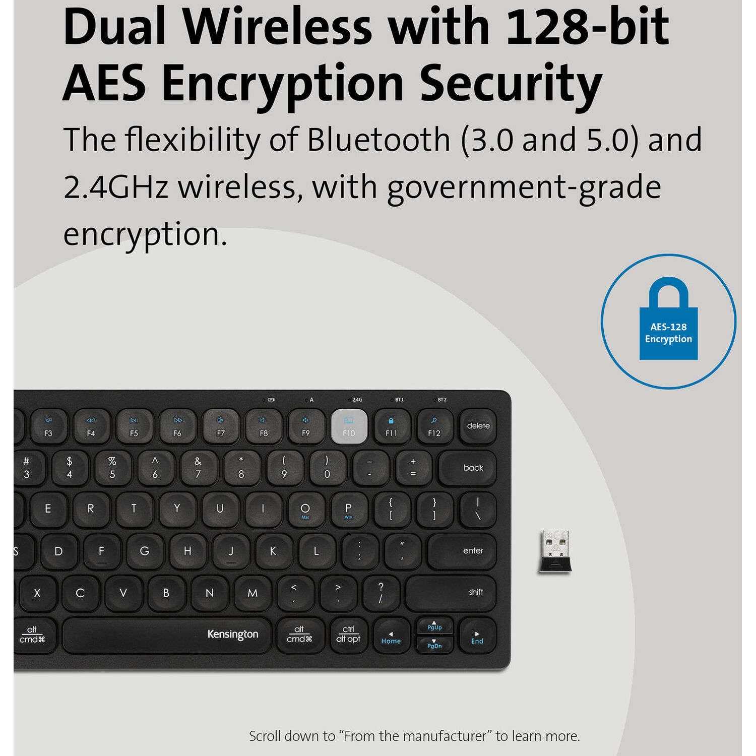 Kensington Dual Wireless Compact Keyboard with Bluetooth and 2.4 GHz multi-device connectivity — view 6