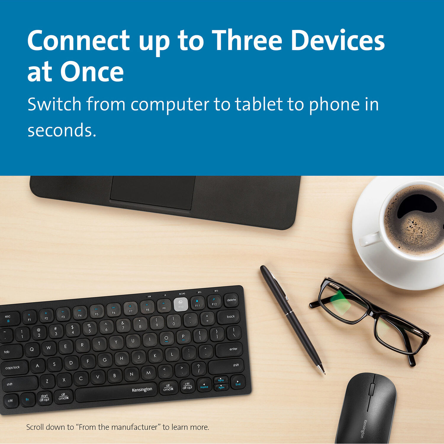 Kensington Dual Wireless Compact Keyboard with Bluetooth and 2.4 GHz multi-device connectivity — view 7