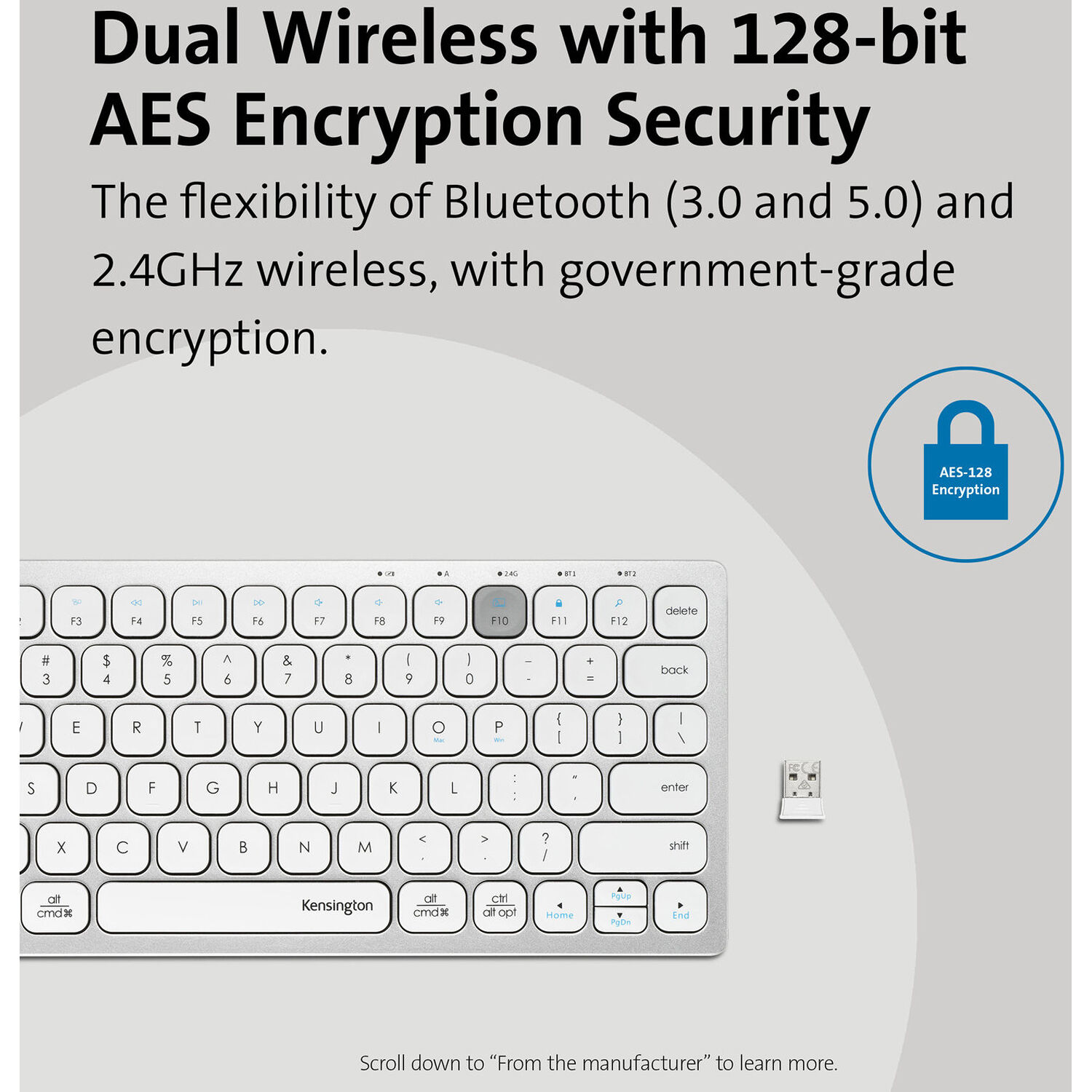 Kensington Dual Wireless Compact Keyboard with multi-device Bluetooth and 2.4 GHz connectivity — view 7