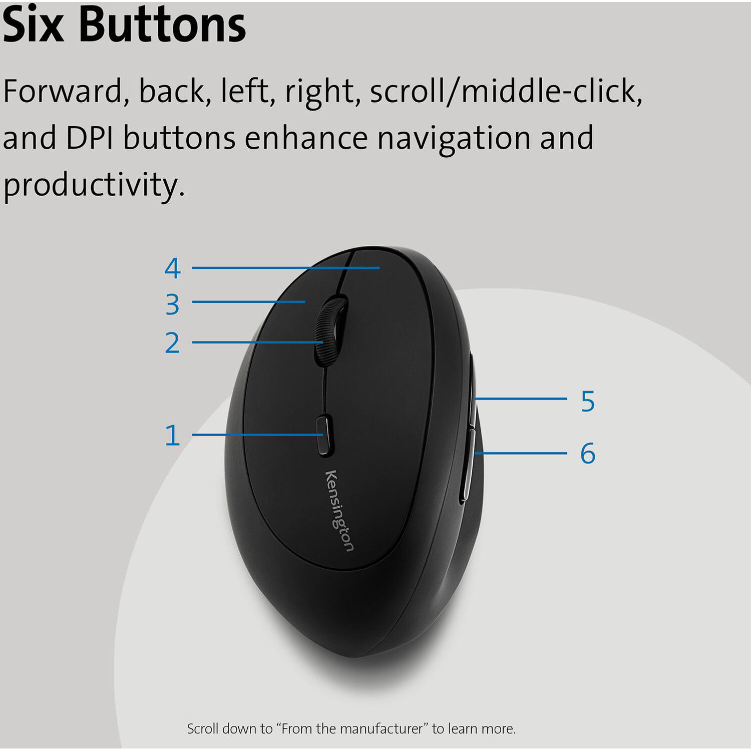 Kensington PRO FIT left-handed ergonomic wireless mouse in black — view 12