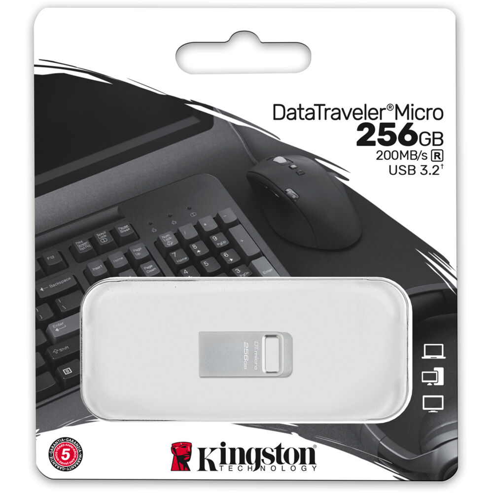 Kingston DataTraveler Micro 256GB USB 3.2 Gen 1 metal flash drive — view 3