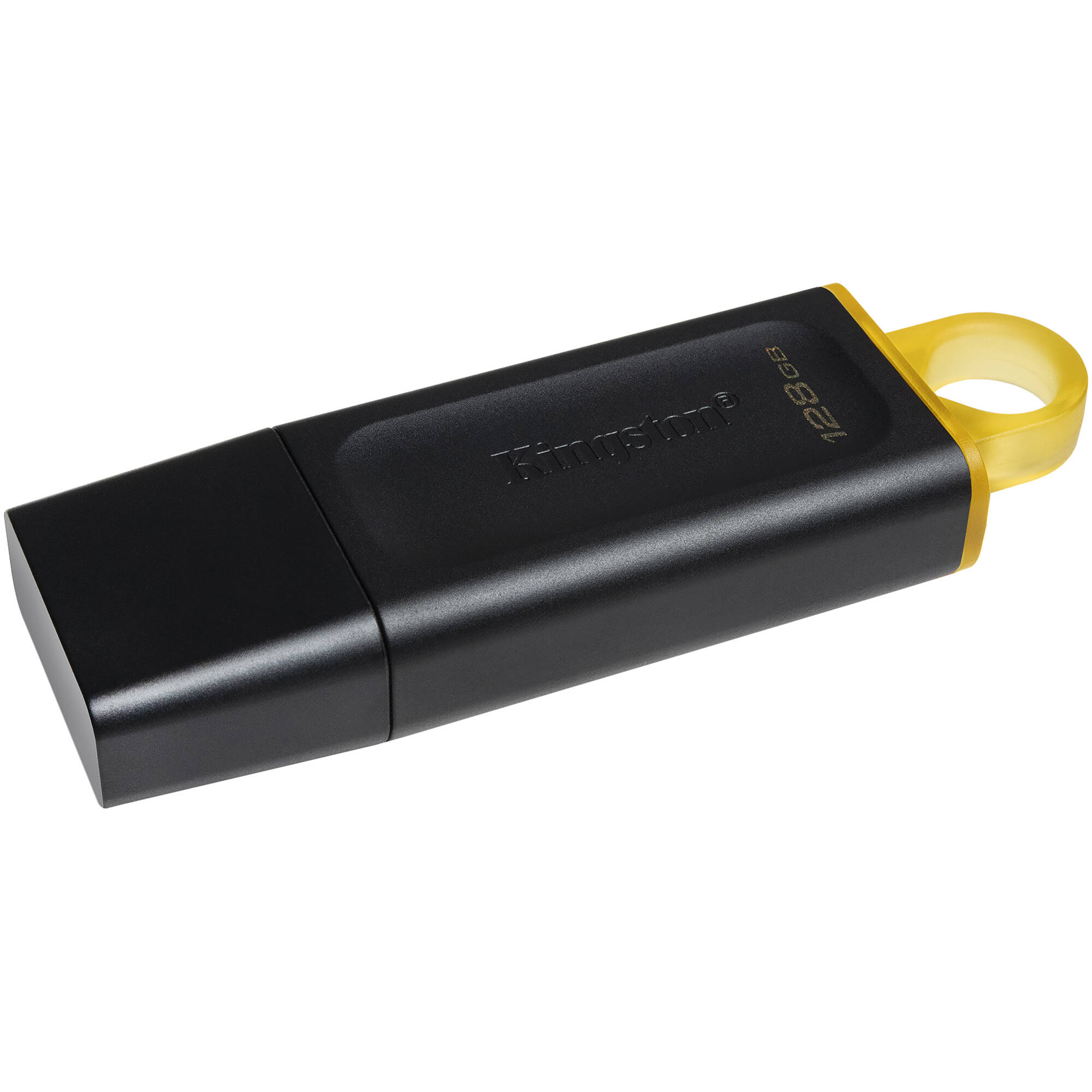 Kingston 128GB DataTraveler Exodia USB 3.2 Gen 1 flash drive in black and yellow — view 2