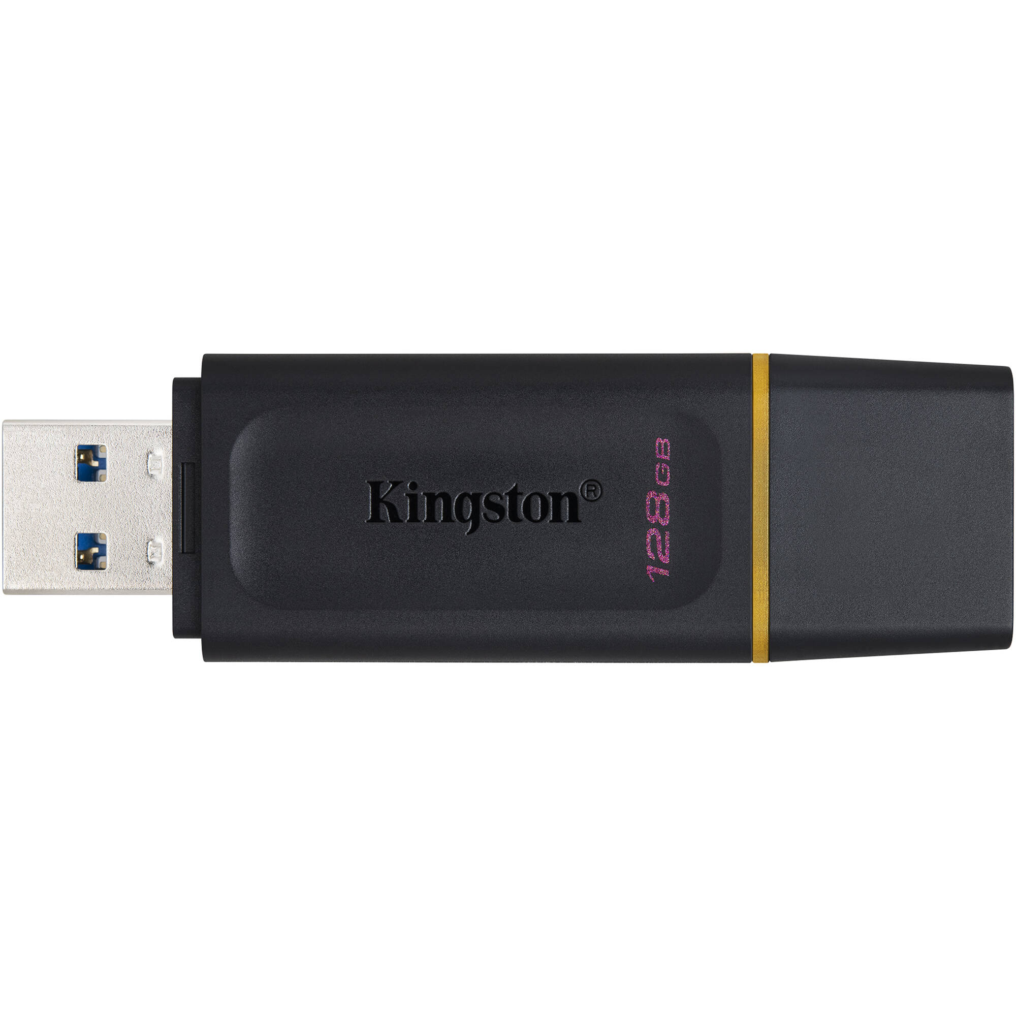 Kingston 128GB DataTraveler Exodia USB 3.2 Gen 1 flash drive in black and yellow — view 3