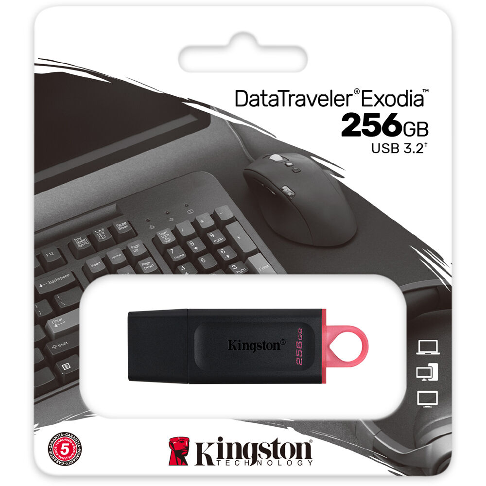 Kingston DataTraveler Exodia 256GB USB flash drive in black and pink — view 6