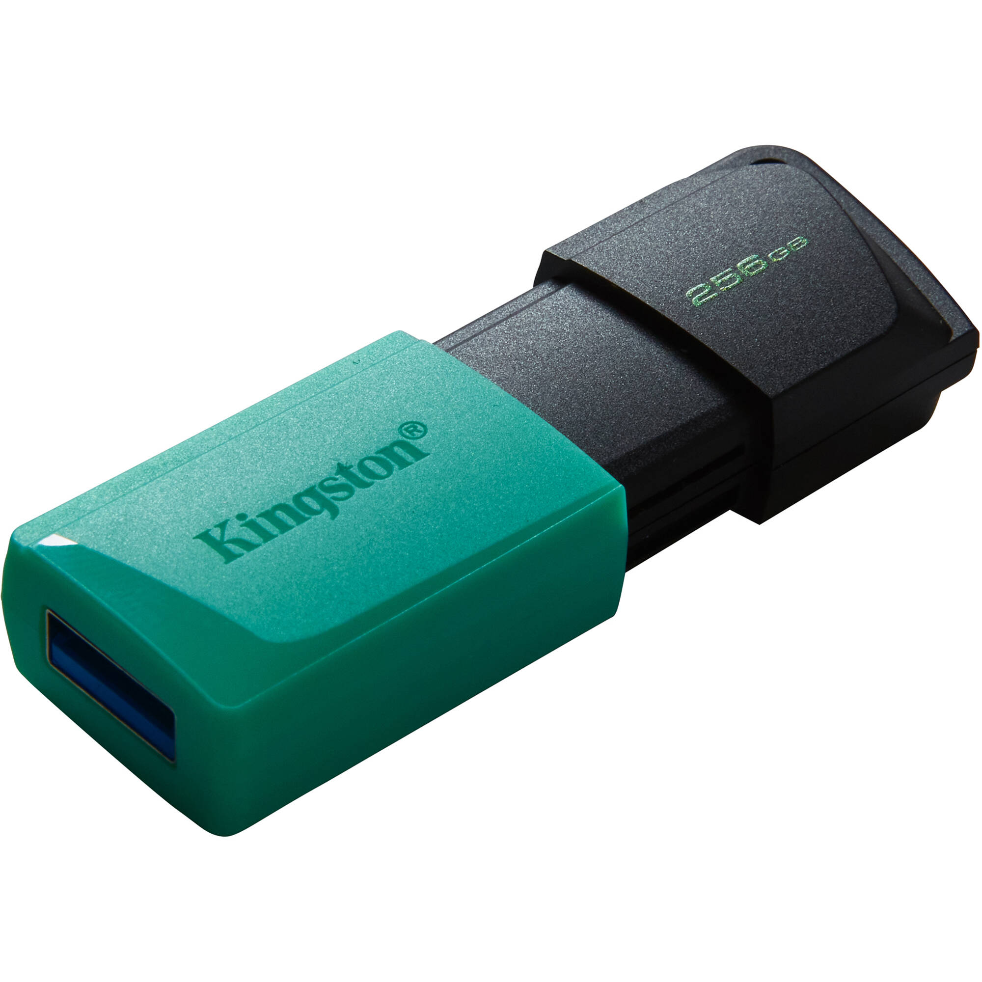 Kingston DataTraveler Exodia M 256GB USB 3.2 Gen 1 flash drive in black and teal — view 2