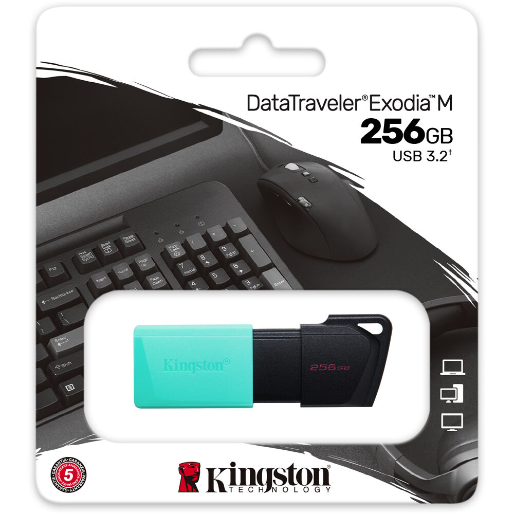 Kingston DataTraveler Exodia M 256GB USB 3.2 Gen 1 flash drive in black and teal — view 6