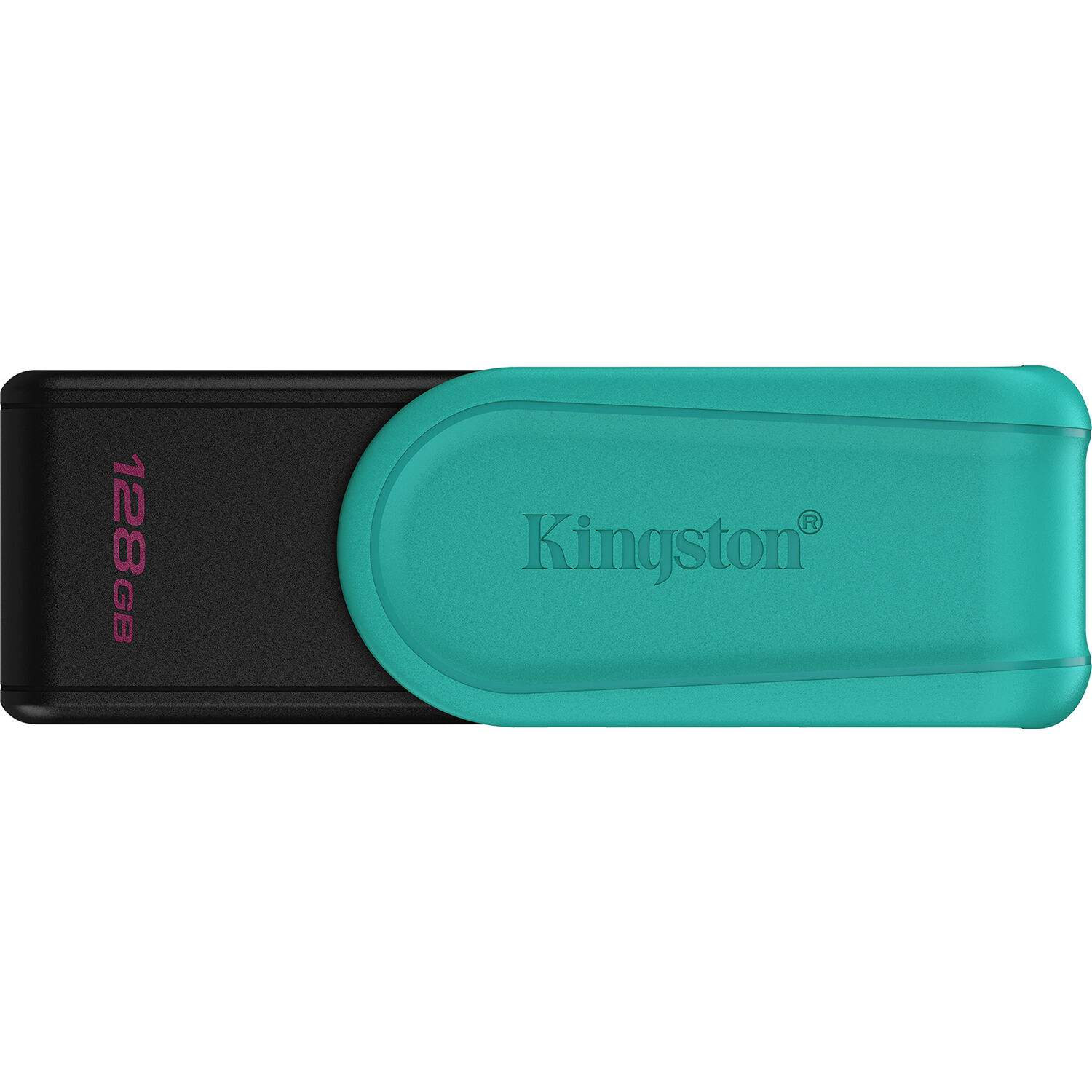 Kingston DataTraveler Exodia S 128GB USB 3.2 Gen 1 flash drive in black and turquoise — view 2