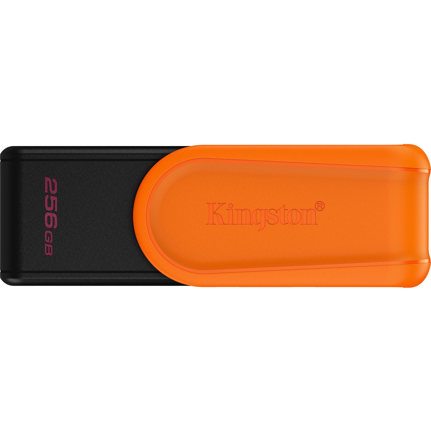Kingston DataTraveler Exodia S 256GB USB 3.2 Gen 1 flash drive in black and orange — view 2