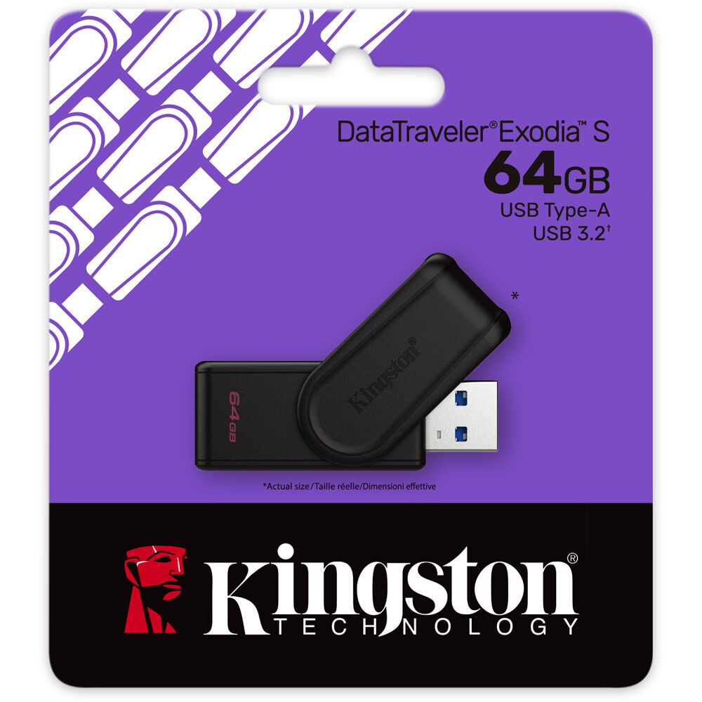 Kingston DataTraveler Exodia S 64GB black USB flash drive — view 3