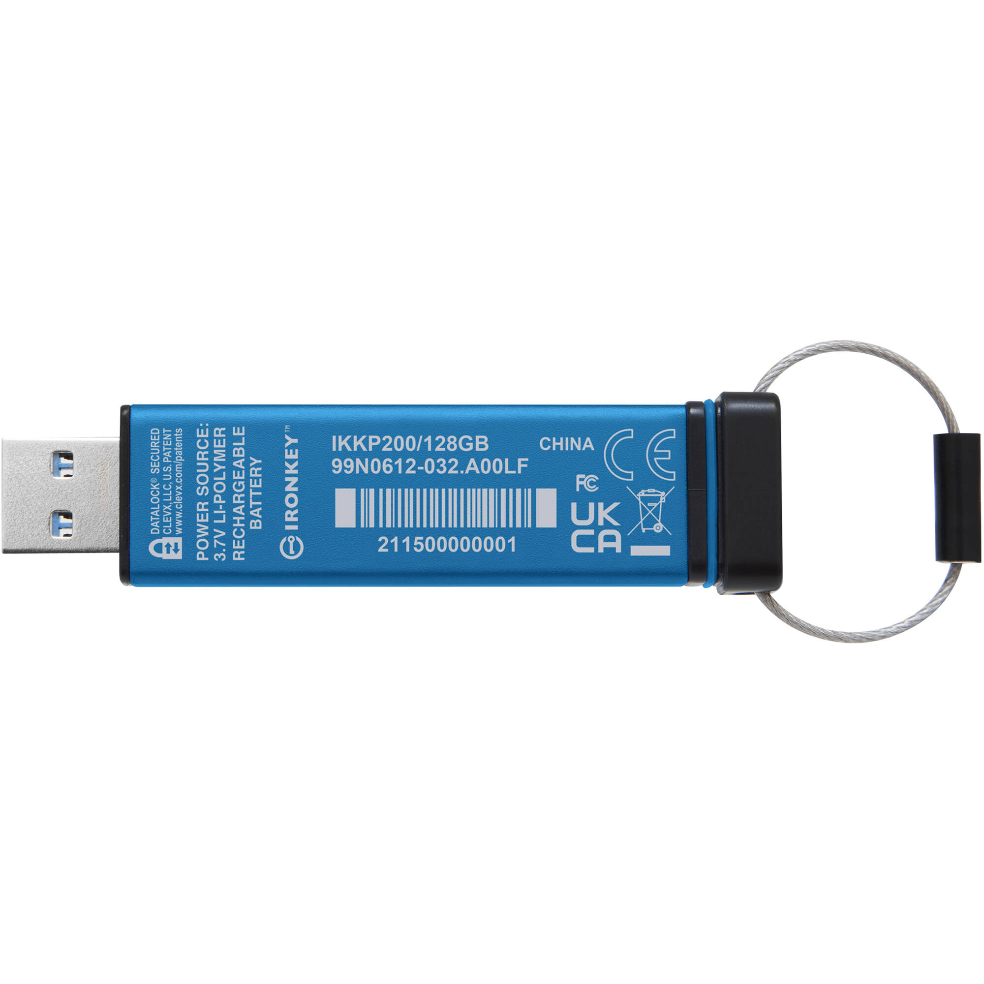 Kingston IronKey Keypad 200 128GB encrypted USB flash drive with keypad security — view 5