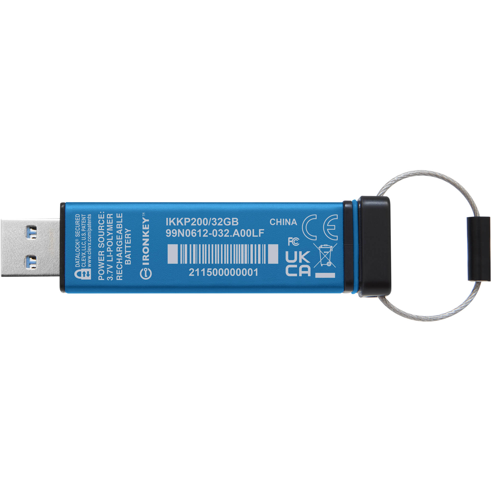 Kingston IronKey Keypad 200 32GB encrypted USB flash drive with keypad security — view 5