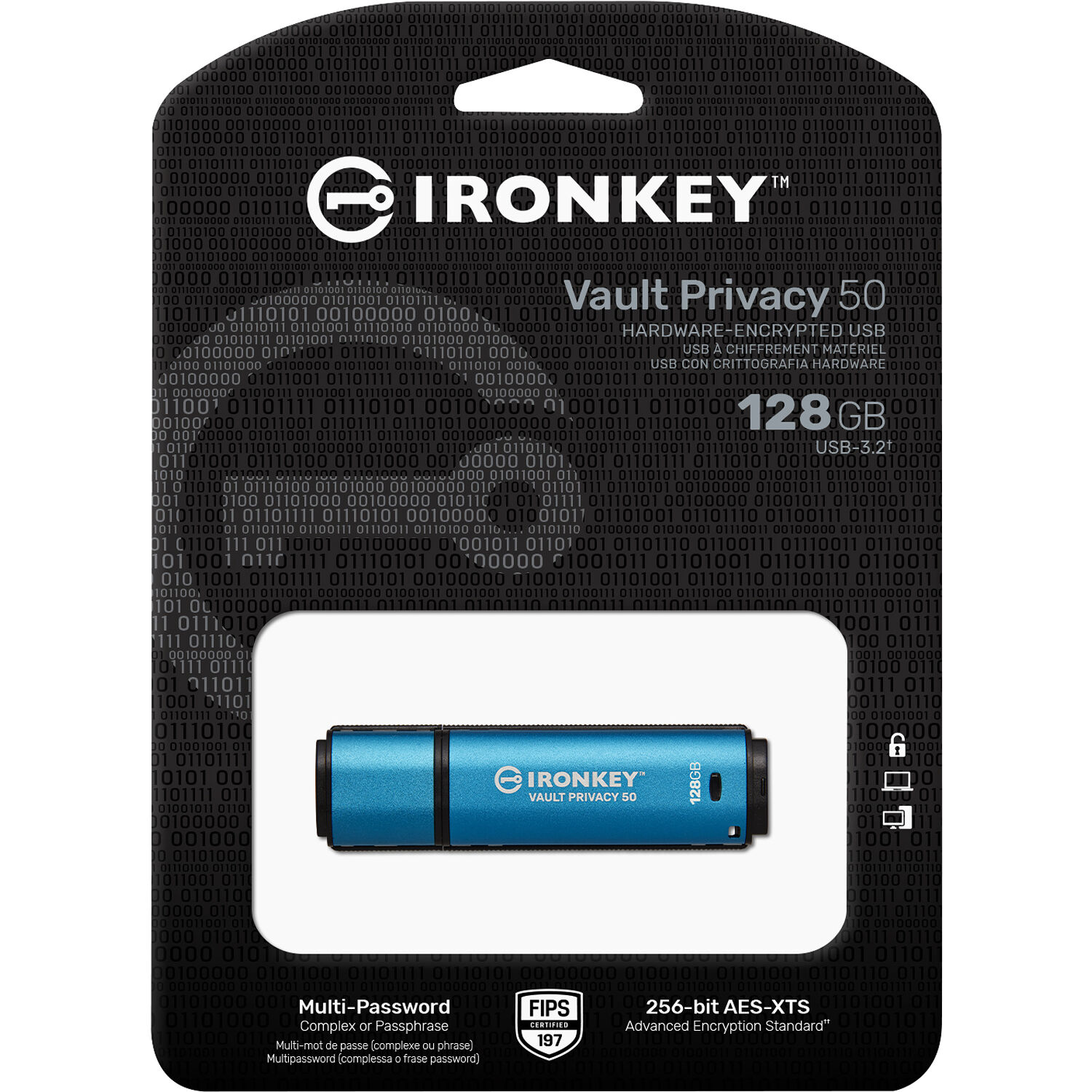 IronKey Vault Privacy 50 128GB encrypted USB flash drive with AES-256 and FIPS 197 — view 5
