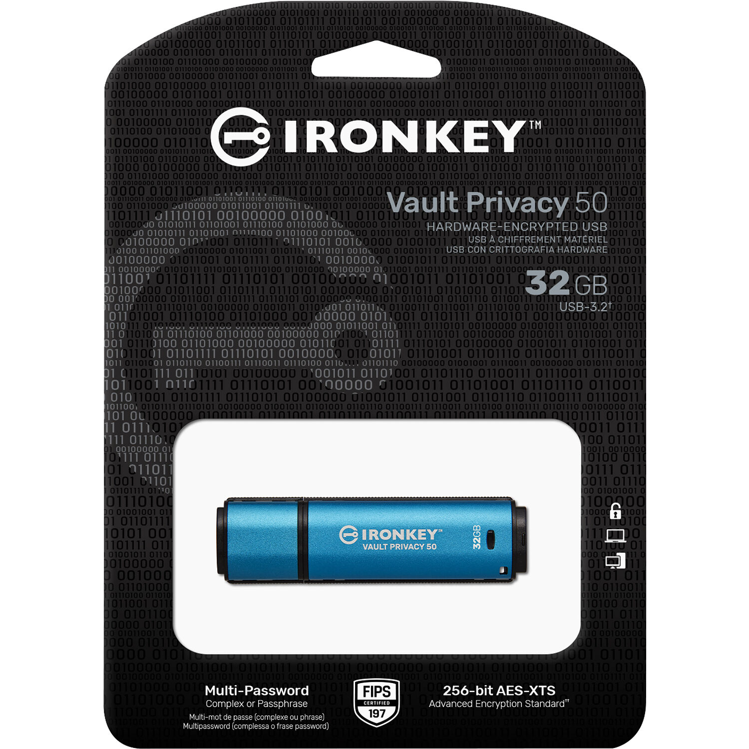 Kingston IronKey Vault Privacy 50 32 GB encrypted USB flash drive with AES-256 and FIPS 197 — view 5