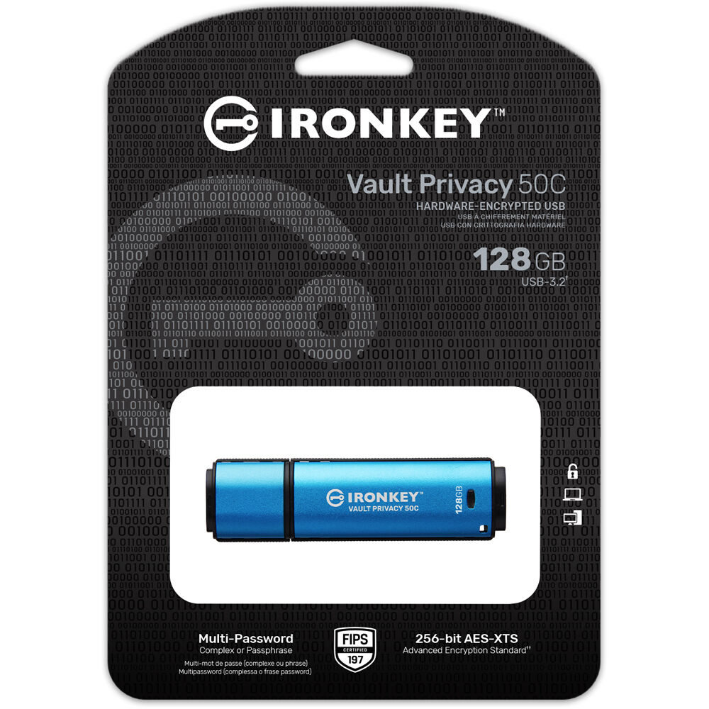 Kingston IronKey Vault Privacy 50C 128GB USB-C encrypted flash drive — view 5