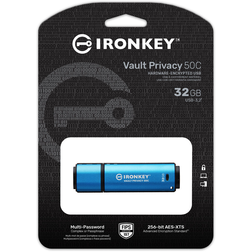 Kingston IronKey Vault Privacy 50C 32 GB USB-C encrypted flash drive with AES-256 security — view 5