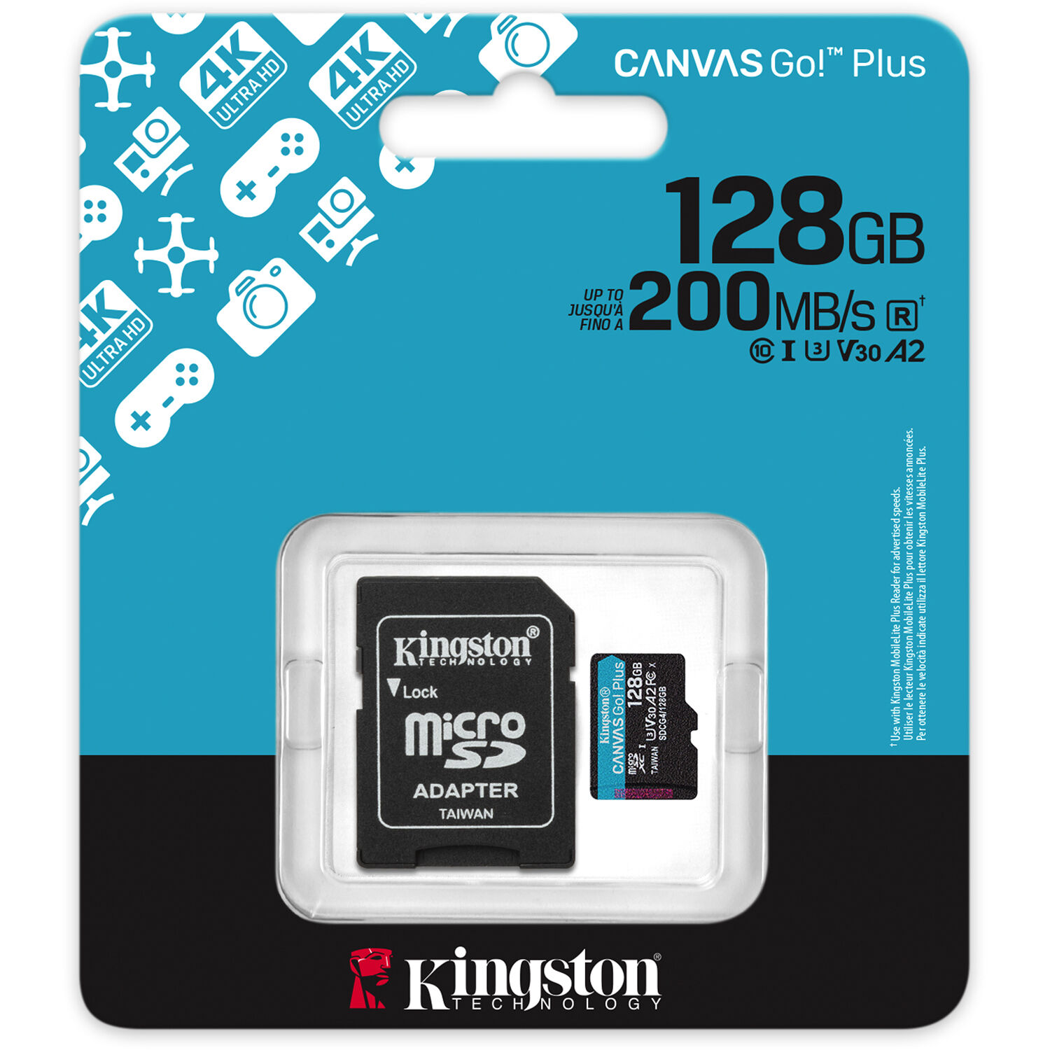 128GB MICROSDXC CANVAS GO PLUS GEN4 200MB/S A2 U3 V30 CARD + ADAPTER — view 3