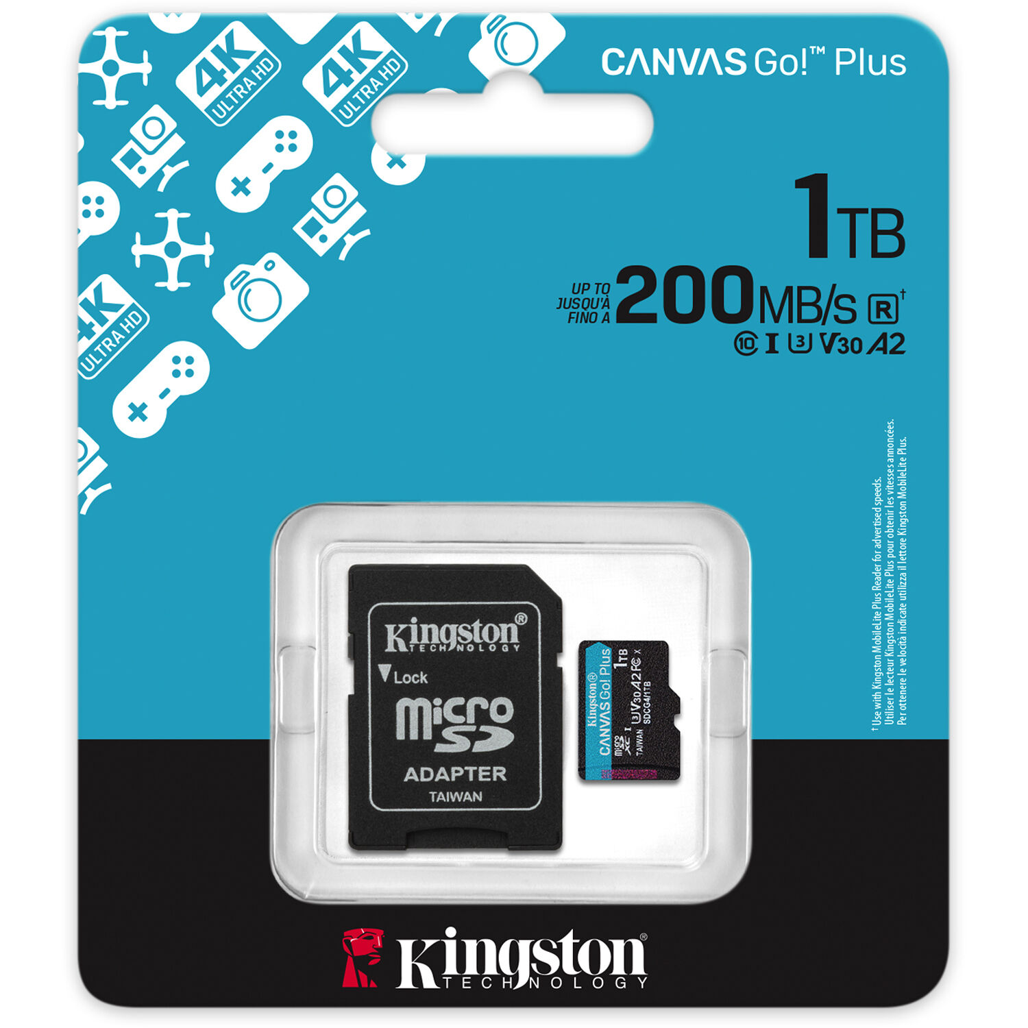 1TB MICROSDXC CANVAS GO PLUS GEN4 200MB/S A2 U3 V30 CARD + ADAPTER — view 3