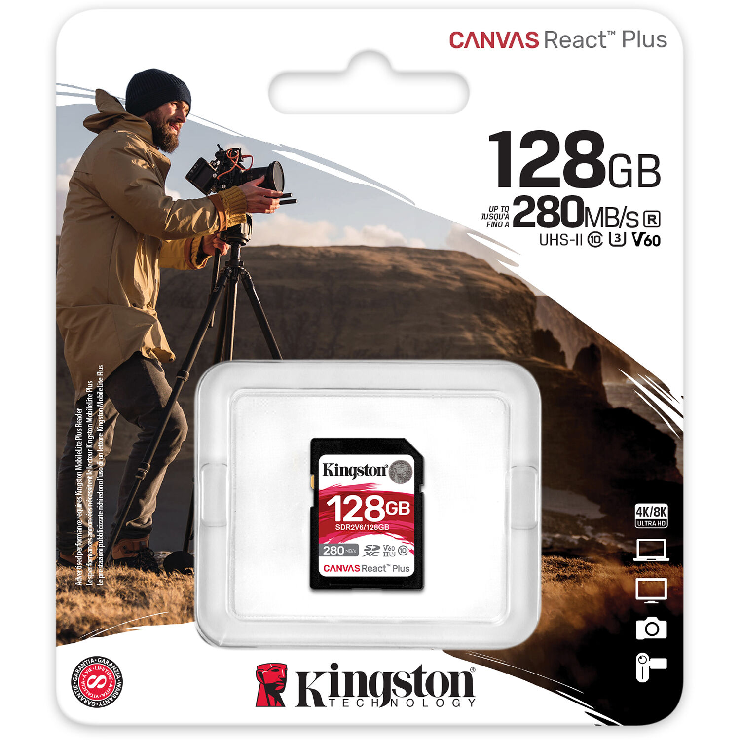 128GB CANVAS REACT PLUS SDXC UHS-II 280R/100W U3 V60 FOR FULL HD/4K — view 3