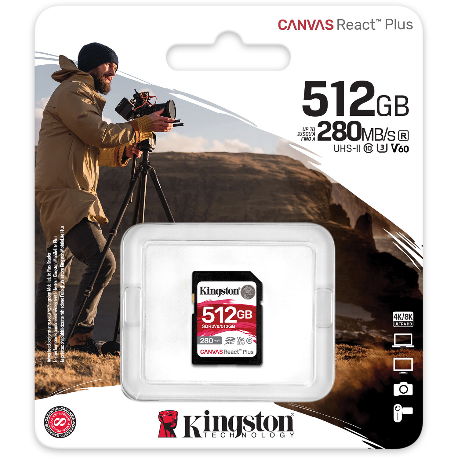 512GB CANVAS REACT PLUS SDXC UHS-II 280R/150W U3 V60 FOR FULL HD/4K — view 3