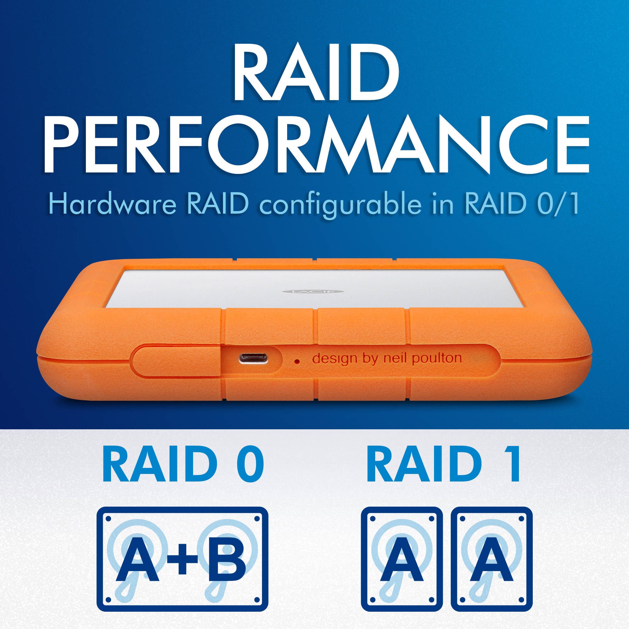 LaCie Rugged RAID Shuttle 8TB portable RAID enclosure with rugged orange exterior — view 11