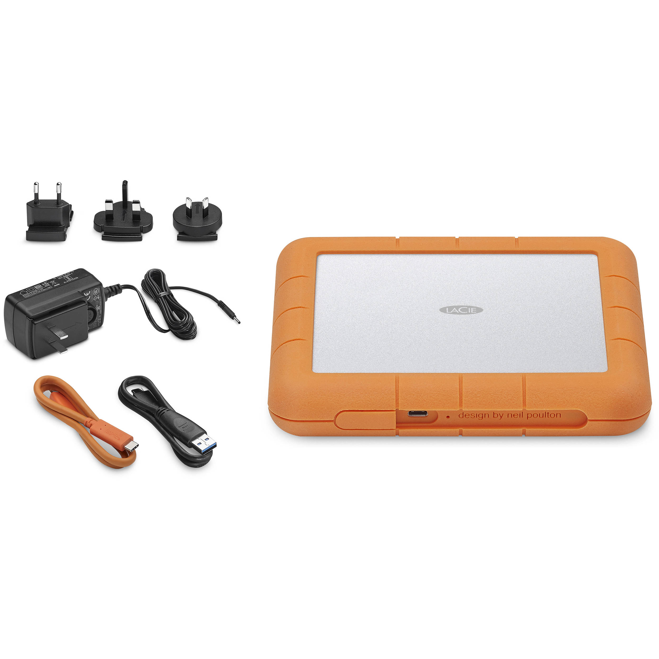 LaCie Rugged RAID Shuttle 8TB portable RAID enclosure with rugged orange exterior — view 4