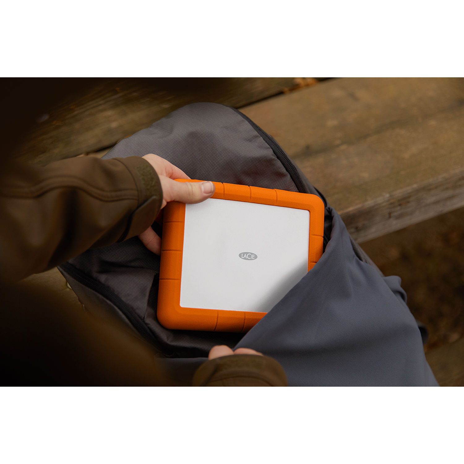 LaCie Rugged RAID Shuttle 8TB portable RAID enclosure with rugged orange exterior — view 6