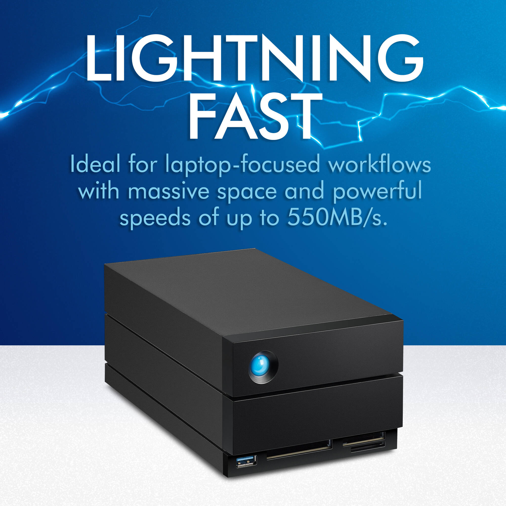 Seagate 16TB desktop RAID array with Thunderbolt 3 and USB 3.1 ports — view 3