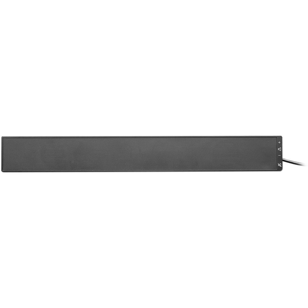 Lenovo USB soundbar mounted to a monitor for compact desktop audio — view 2