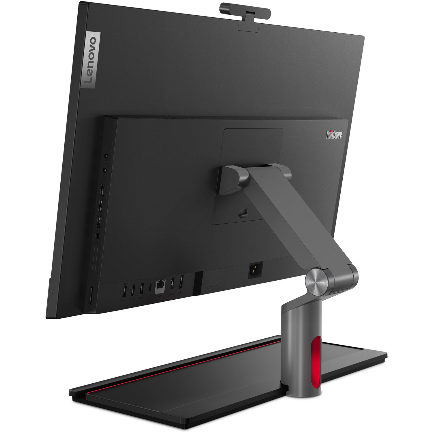 Lenovo ThinkCentre M90a Gen 5 all-in-one desktop with 23.8-inch display, black chassis, and enterprise office design — view 7