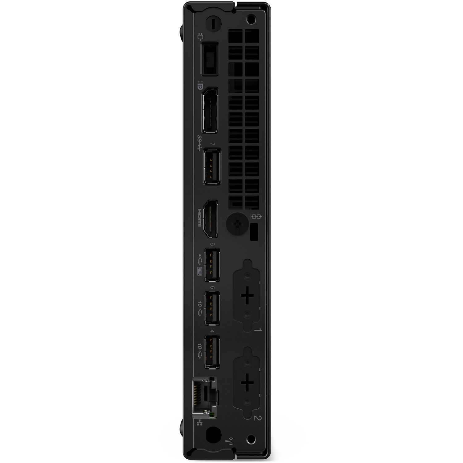 Lenovo ThinkCentre M70q Gen 5 mini PC with Intel Core i3-14100T, 16 GB RAM, and 256 GB SSD — view 6
