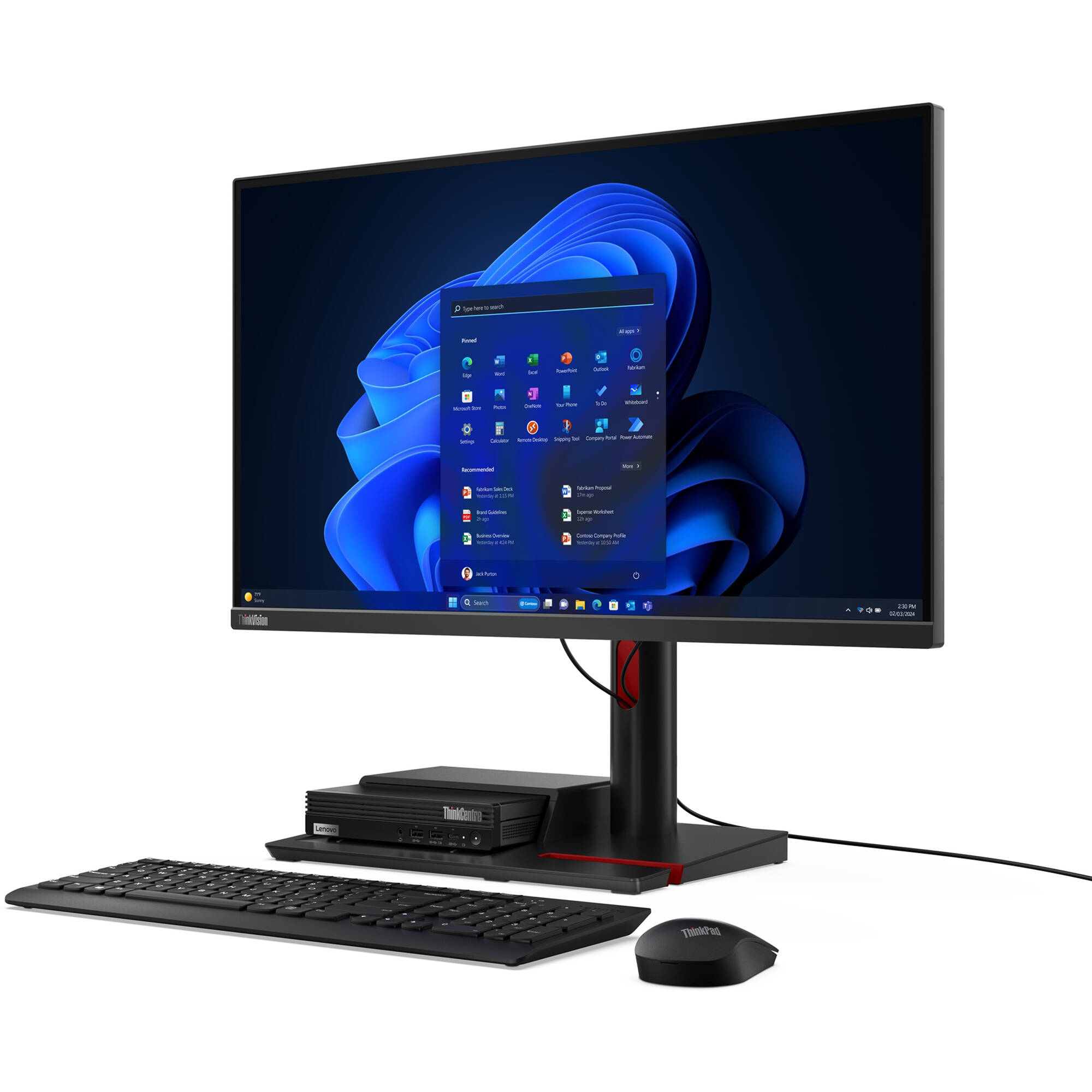 Lenovo ThinkCentre M70q Gen 5 mini PC with Intel Core i7-14700T, 32 GB RAM, and 1 TB SSD — view 10