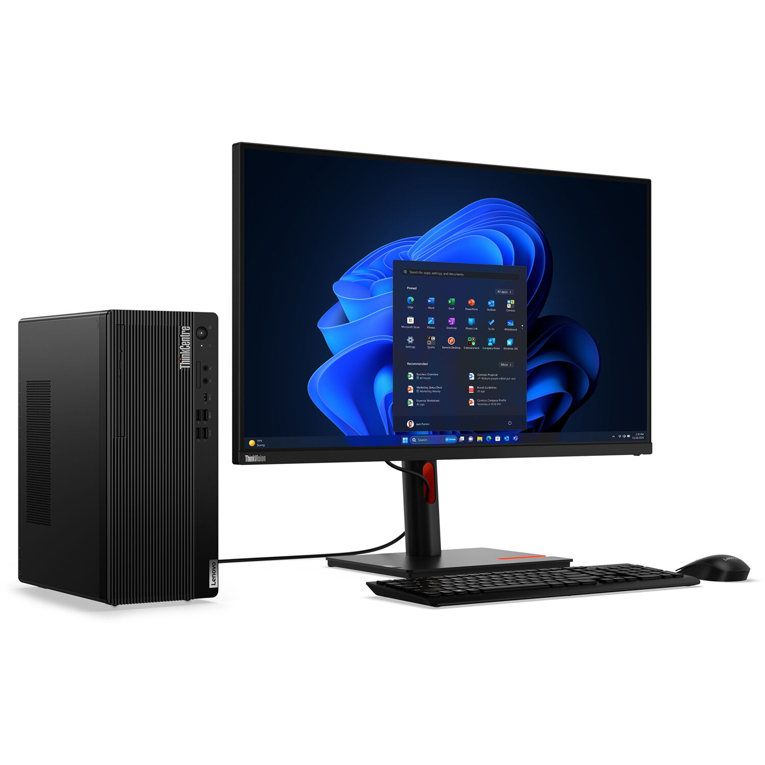 Lenovo ThinkCentre M70t Gen 5 business tower desktop with Intel Core i7, 32 GB RAM, and 512 GB SSD — view 9