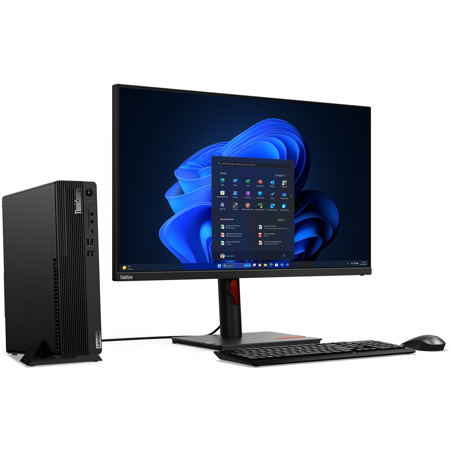Lenovo ThinkCentre M70s Gen 5 small form factor business desktop with Intel Core i3 and black chassis — view 7