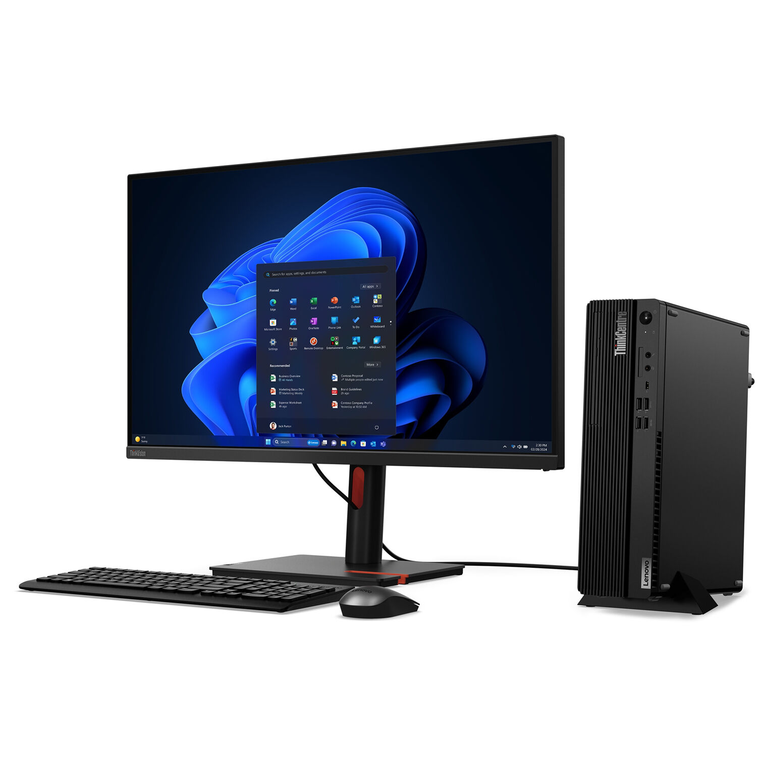 Lenovo ThinkCentre M70s Gen 5 small form factor business desktop with Intel Core i3 and black chassis — view 9