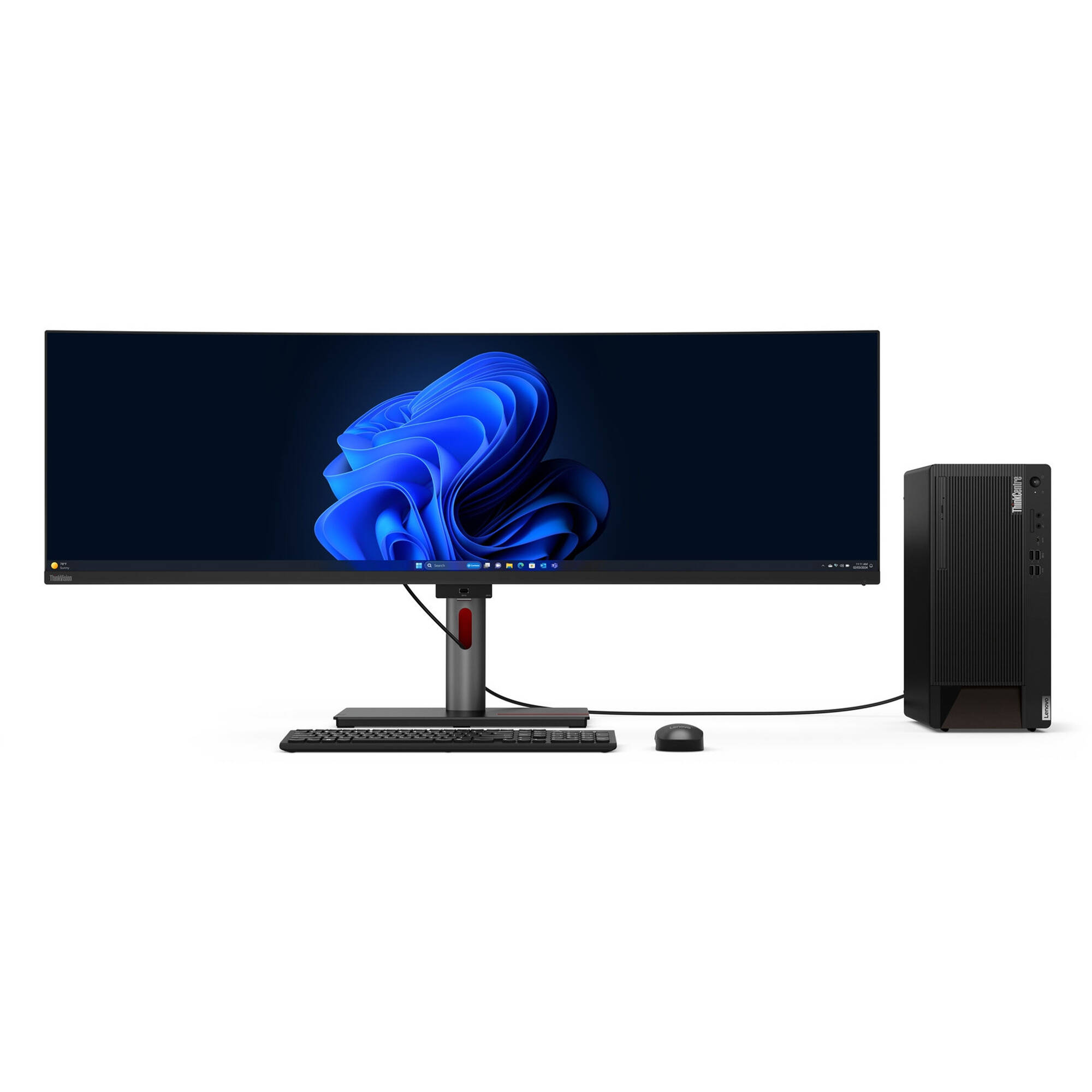 Lenovo ThinkCentre M90t Gen 5 business tower desktop with Intel Core i5, Windows 11 Pro, and slim DVD drive — view 7