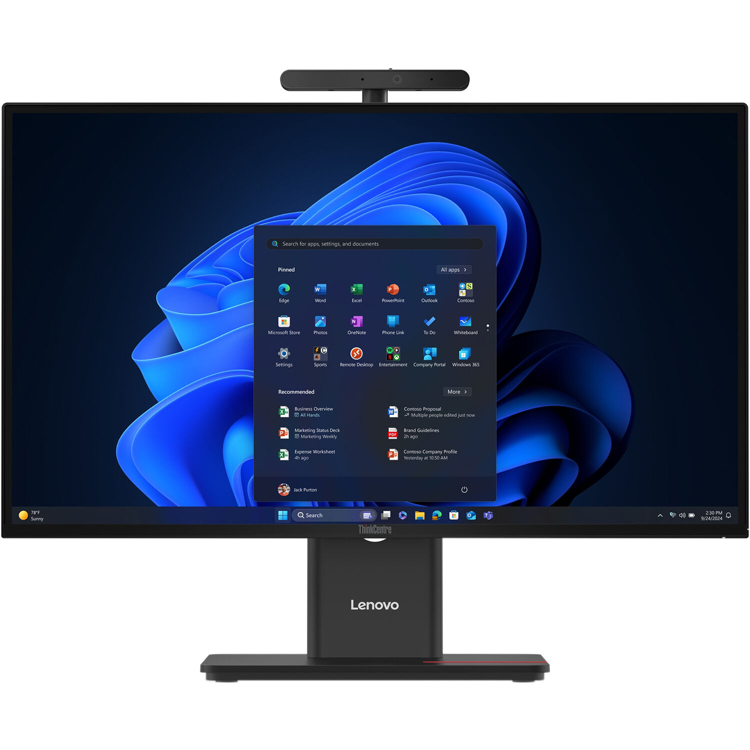 Lenovo ThinkCentre M90a Gen 6 all-in-one desktop with 23.8 inch display, Core Ultra 5 225, and Windows 11 Pro — view 6