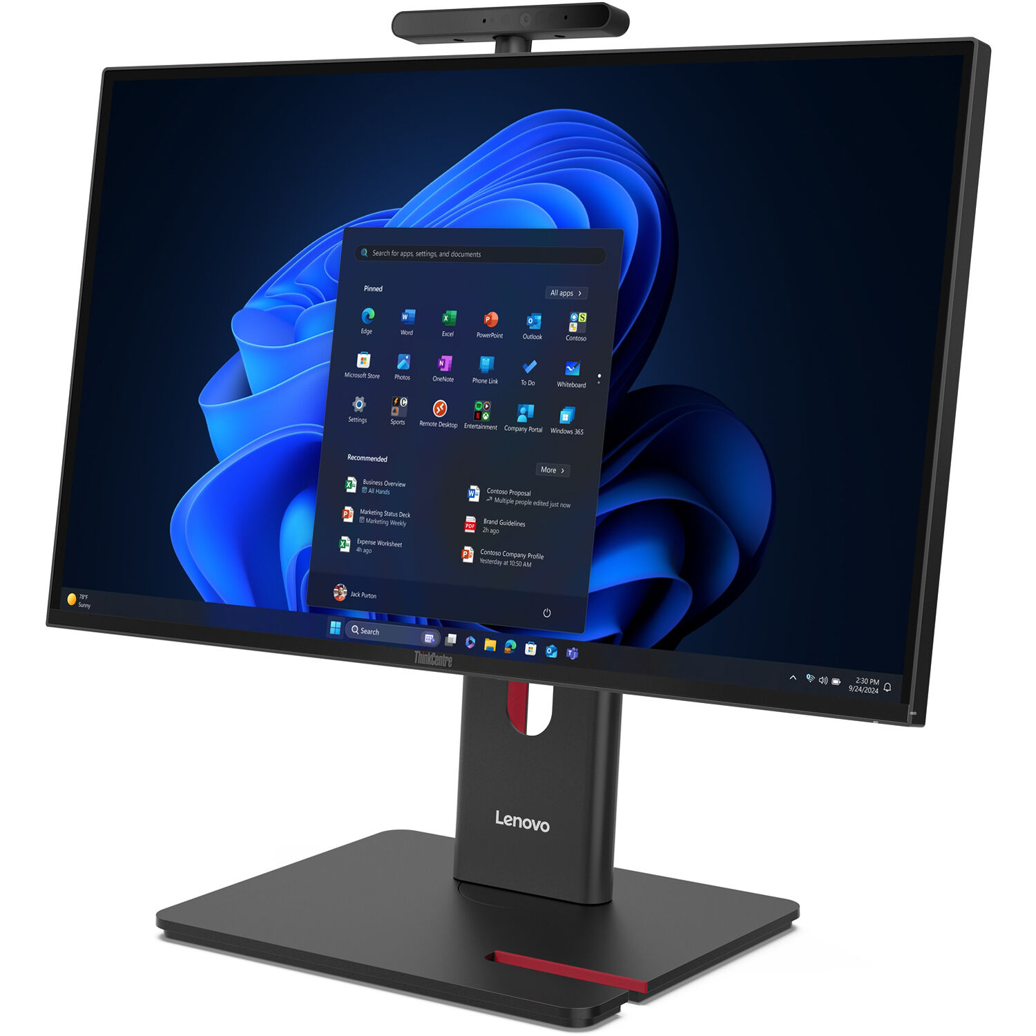 Lenovo ThinkCentre M90a Gen 6 24-inch non-touch all-in-one desktop with Intel Core Ultra 5 and black finish — view 7