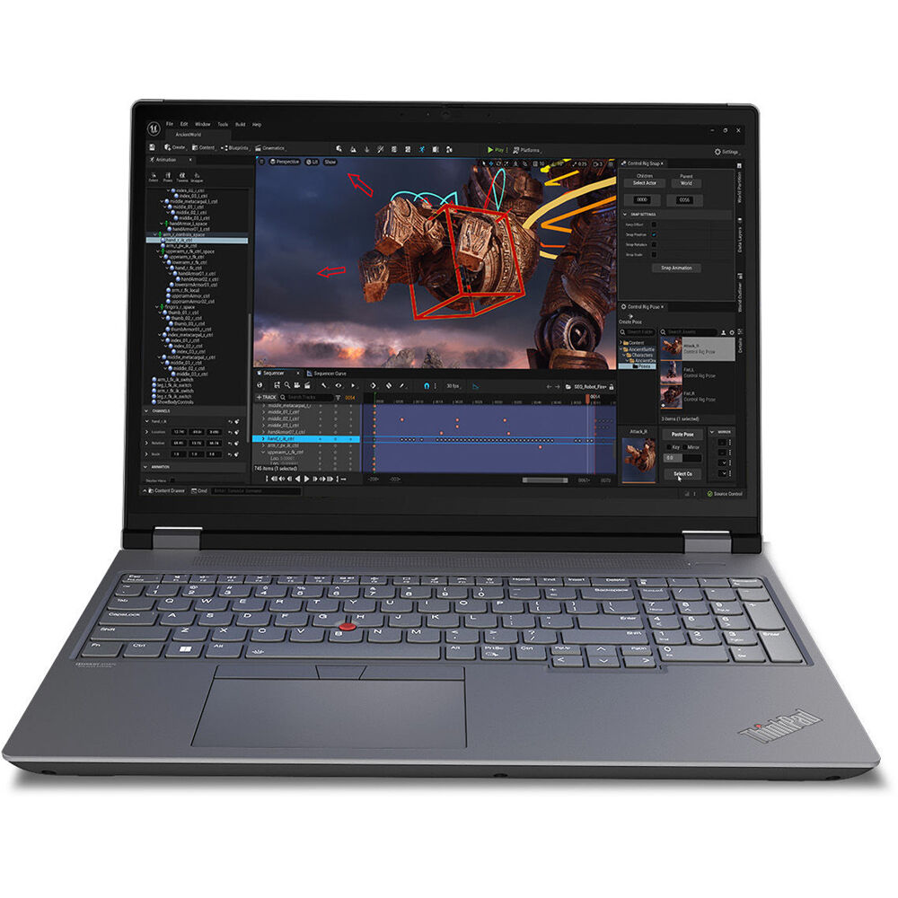 Lenovo ThinkPad P16 G2 mobile workstation with 16-inch display and grey chassis — view 3