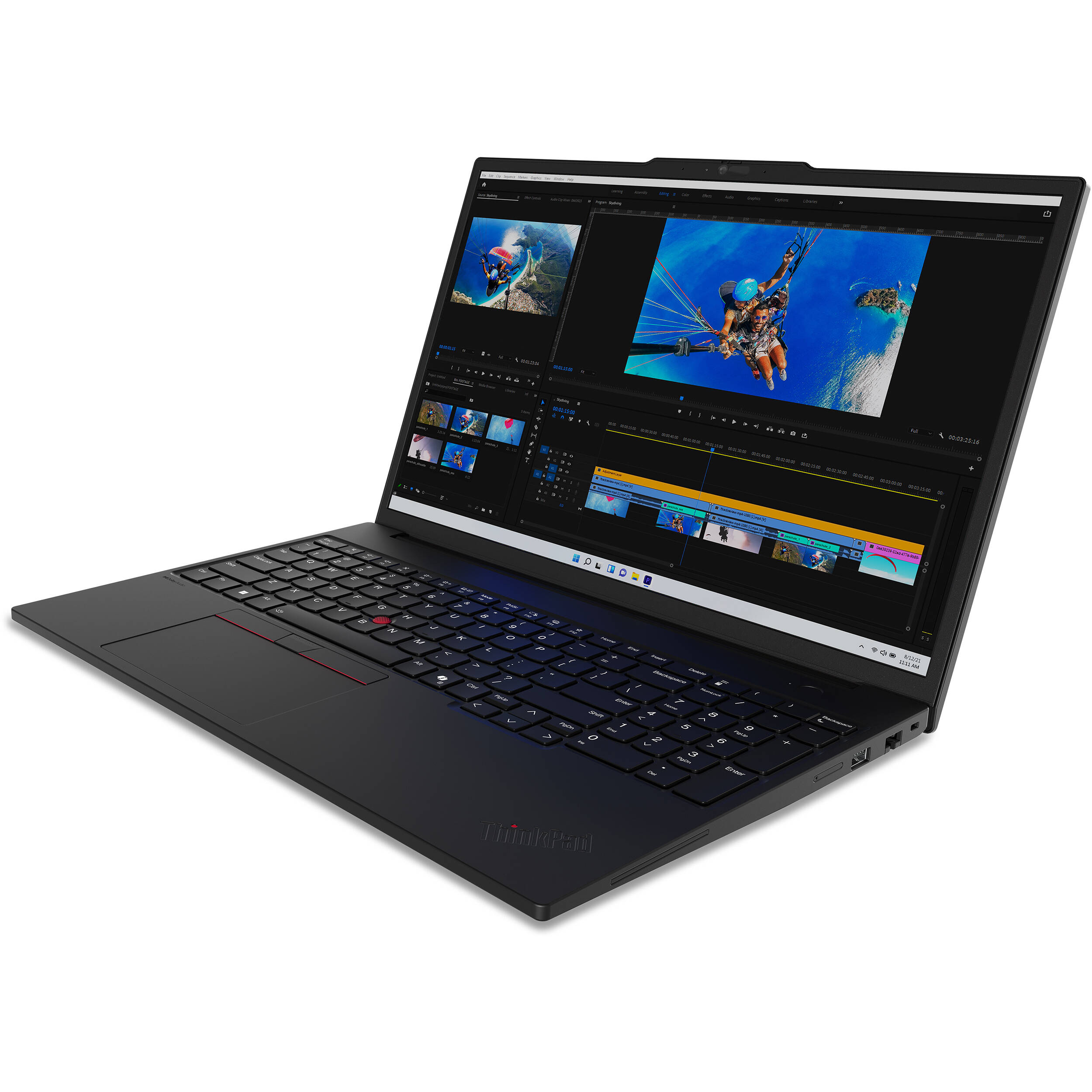 Lenovo ThinkPad P16s G3 workstation laptop with 16-inch touch display, black chassis, and number pad — view 4