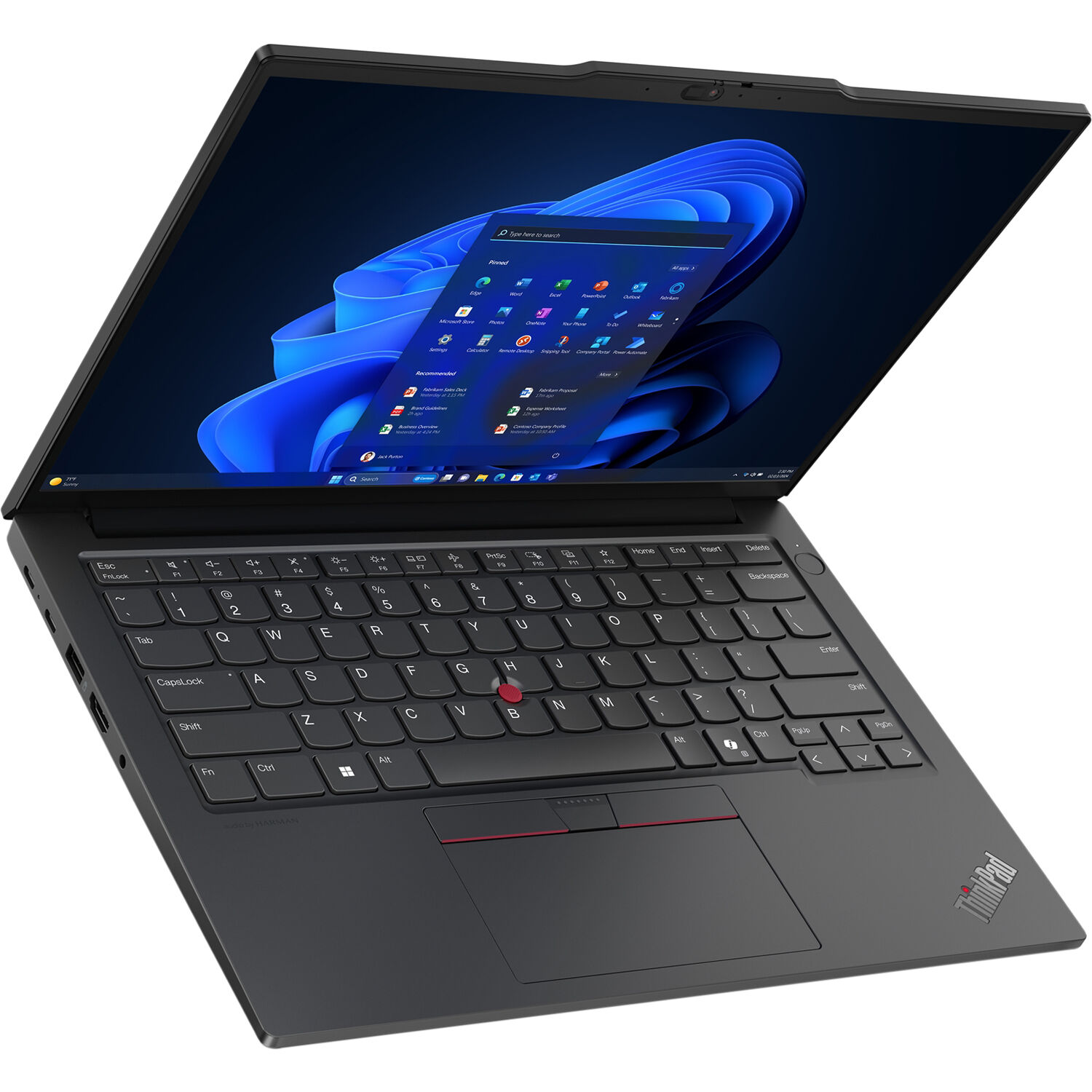 Lenovo ThinkPad E14 business laptop with 14-inch WUXGA display, black chassis, and backlit keyboard — view 7